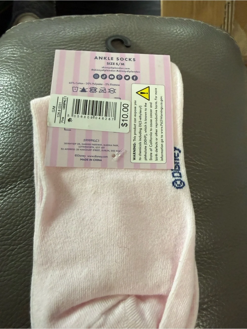 Disney Pink and Navy Minnie Bow Socks. Size S/M
